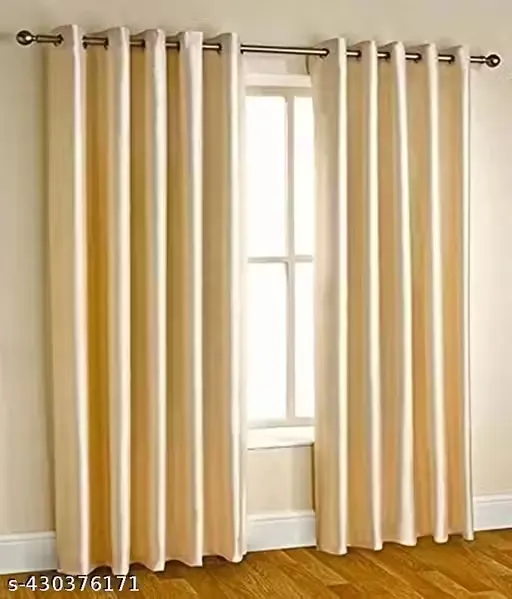 Silky Crush Solid Curtains (Pack of 2) Cream Perfect for Doors & Windows Medium Light Blocking
